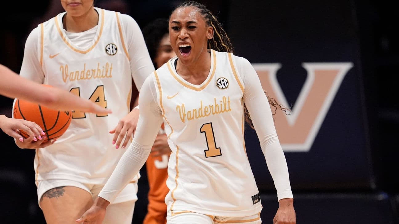 Vanderbilt women's basketball player celebrating